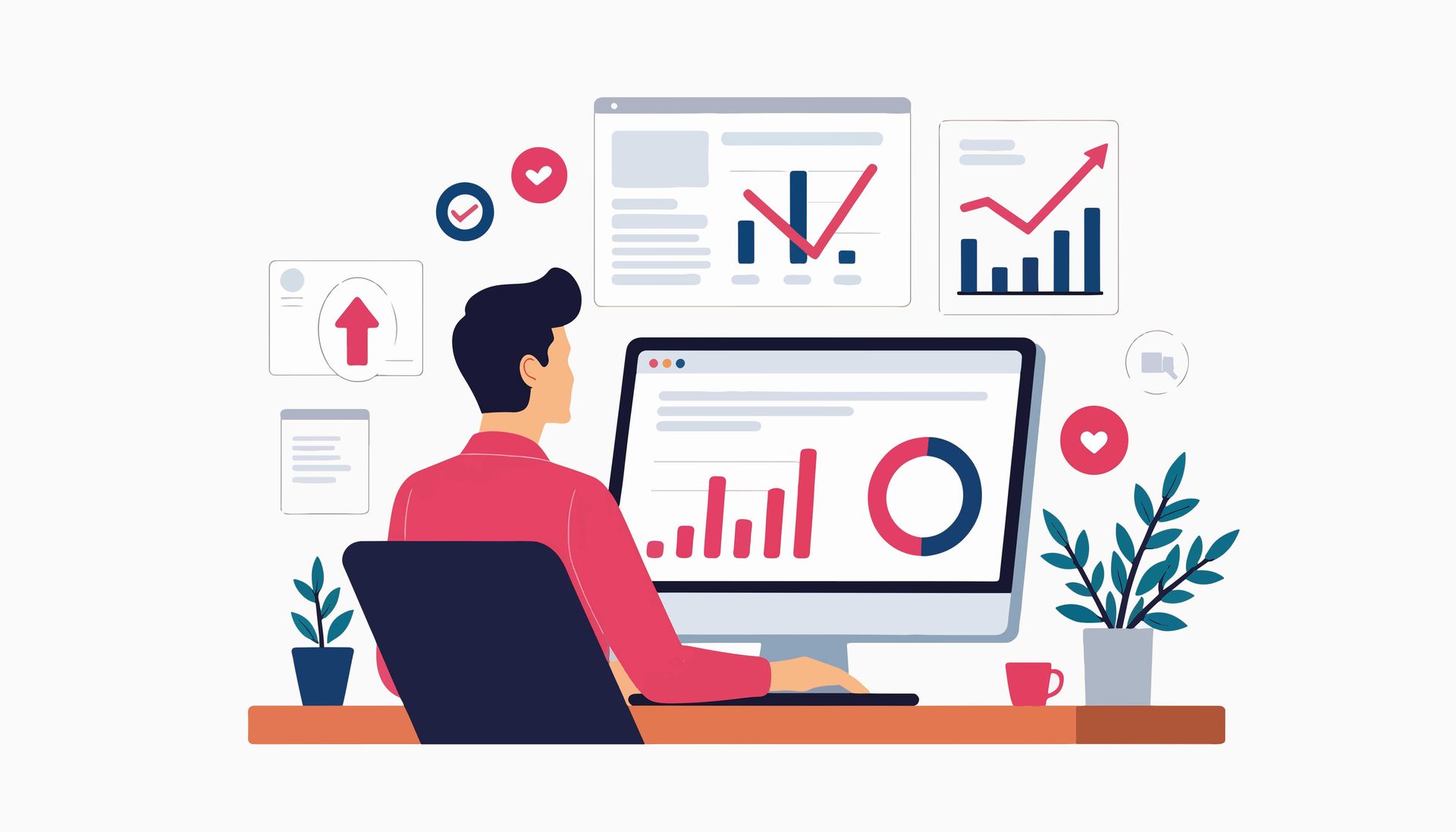 Man viewing call statistitice