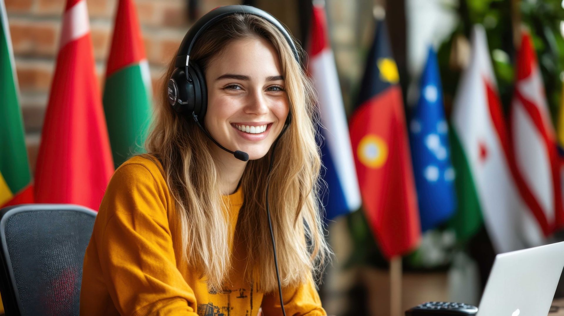 Happy language student