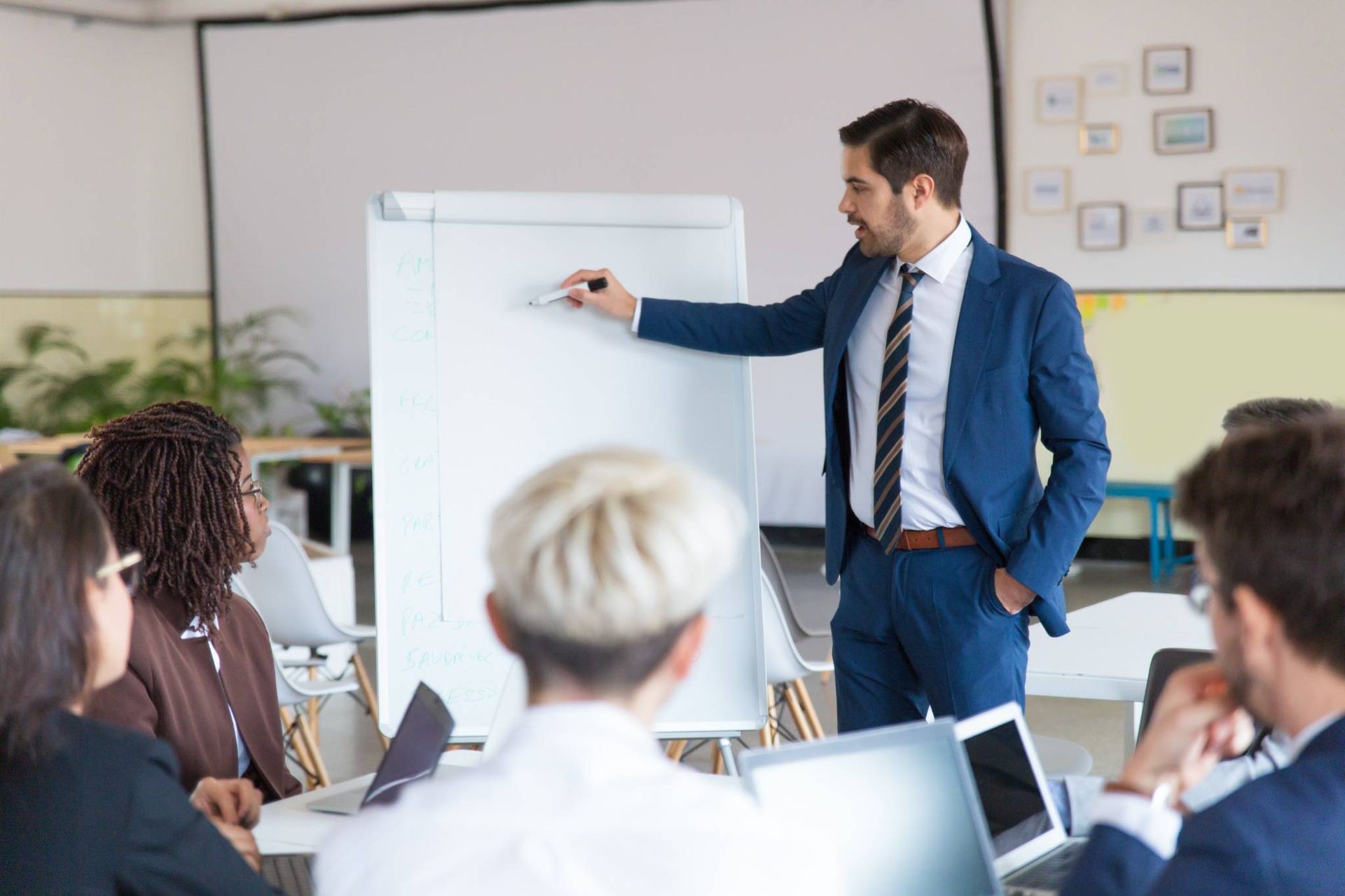 Trainer in classroom setting