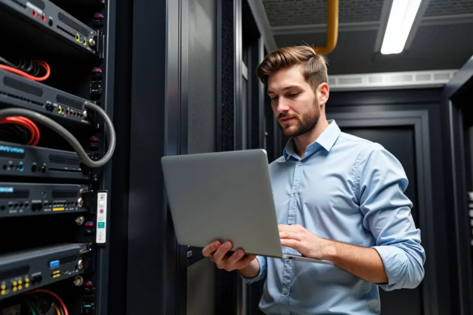 Technician in server room