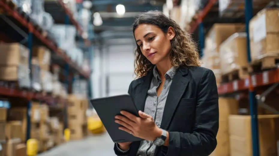 Warehouse manager checking inventory