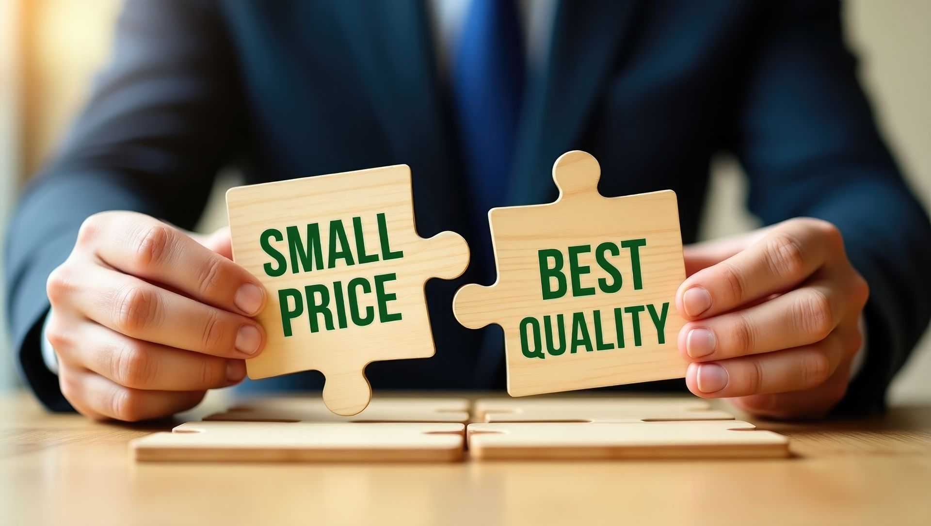 Small prices and best quality sign representing AI receptionist cost savings