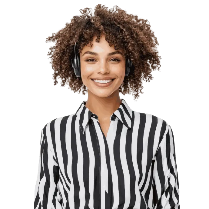 Virtual receptionist answering business calls in a modern UK office