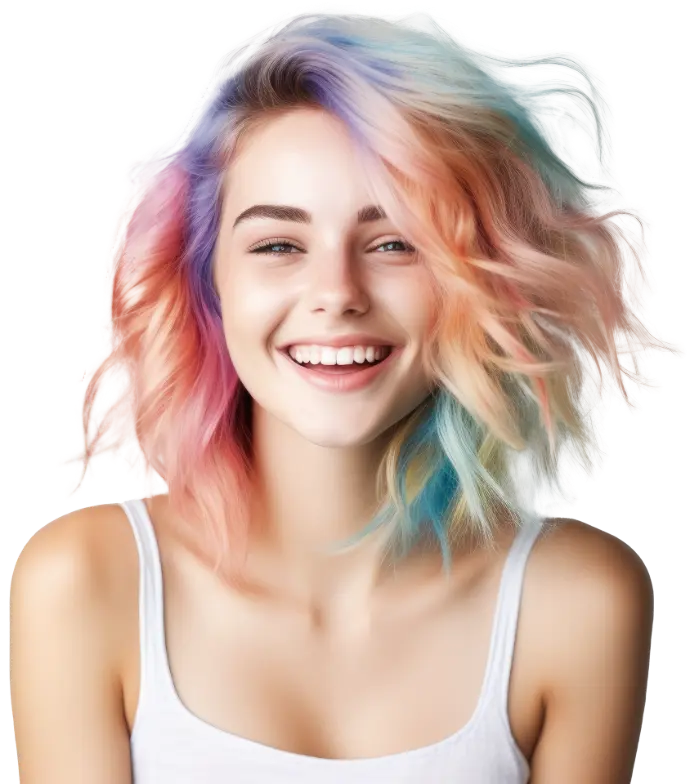 Beautiful young girl with coloured hair